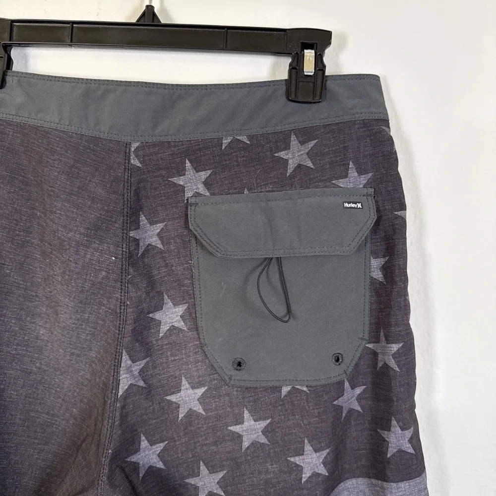 HURLEY BOARDSHORTS MENS 31 GRAY USA STARS‎ & STRIPES
